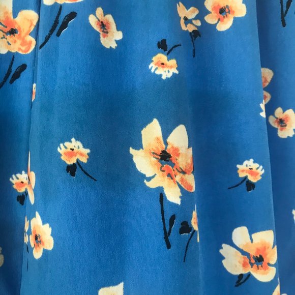 Yellow flowered blue dress - Picture 4 of 5